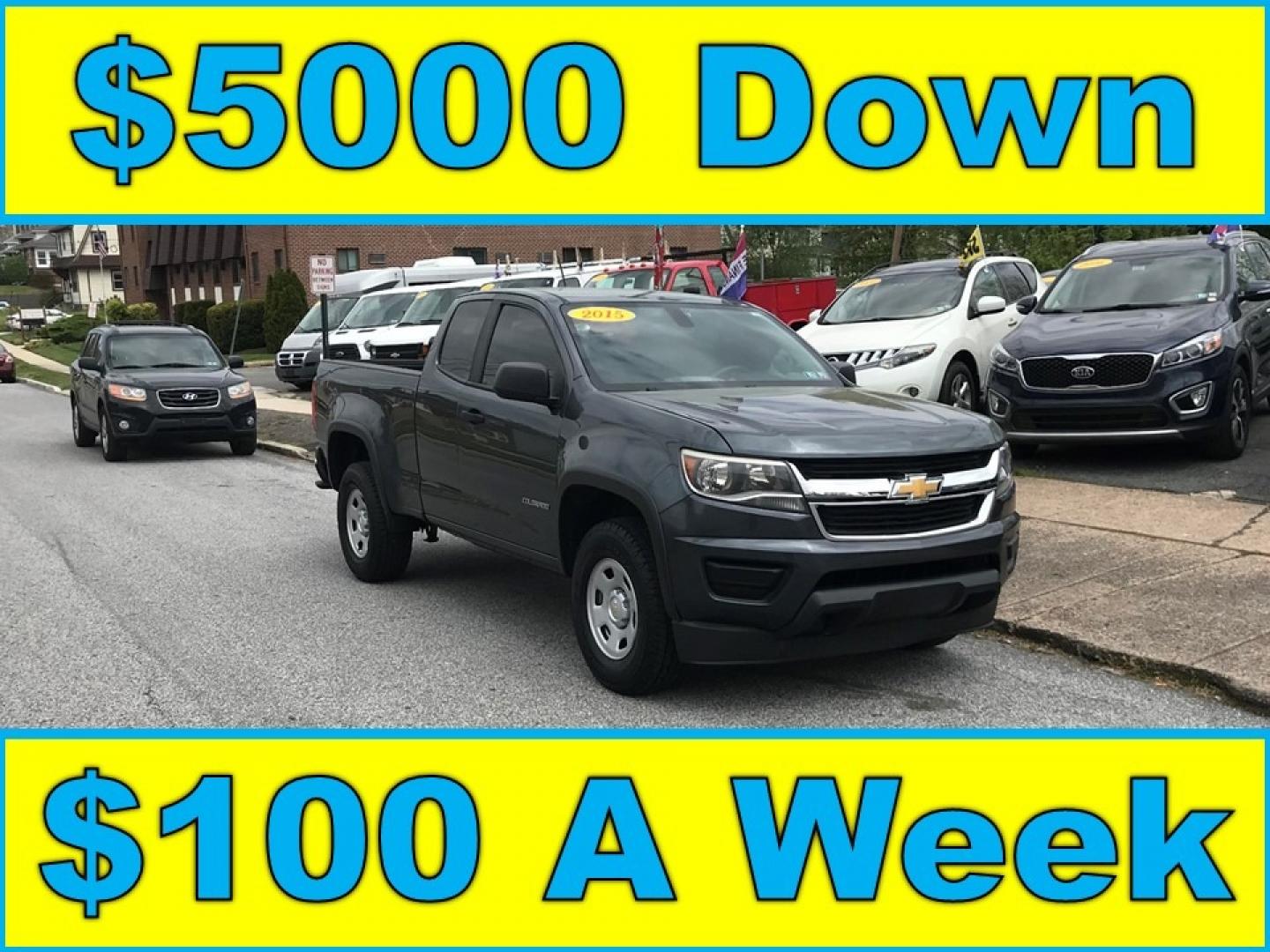 2015 Green /Gray Chevrolet Colorado Work Truck (1GCHSAEA4F1) with an 2.5 V4 engine, Automatic transmission, located at 577 Chester Pike, Prospect Park, PA, 19076, (610) 237-1015, 39.886154, -75.302338 - 2015 Chevrolet Colorado: Extended Cab (3-Door), remote start, backup camera, new PA inspection, runs LIKE NEW! This vehicle comes inspected and has been given a bumper to bumper safety check. It is very clean, reliable, and well maintained. We offer a unique pay plan that is known for being the e - Photo#0